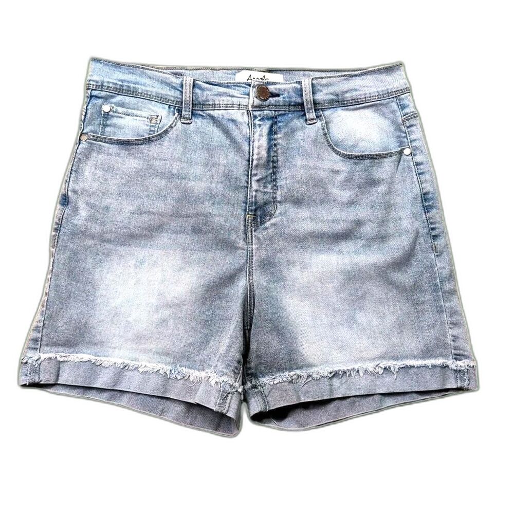 Angels Forever Young High Rise Cuffed Denim Shorts Size Light Wash Blue 10